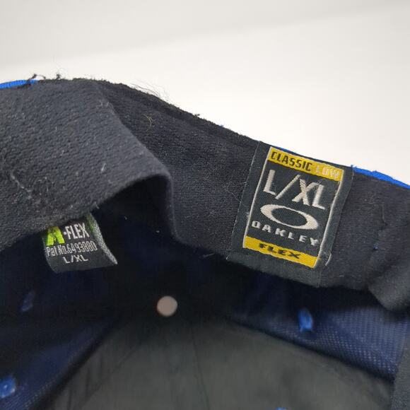 Oakley Fitted Baseball Cap Blue XL Vented Holes 6 Panel Classic Low Flex - Picture 10 of 11